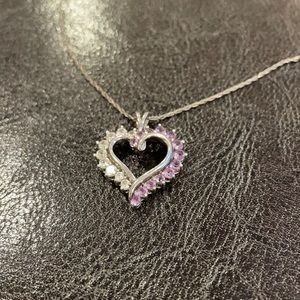 Amethyst and cubic zirconia heart necklace